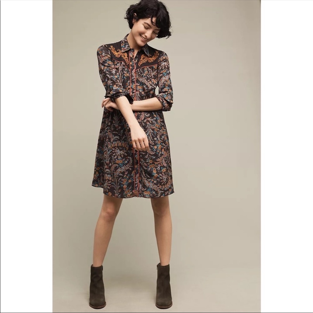 Anthropologie Holding Horses Western Shirt Dress